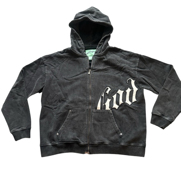 NWT Authentic Godspeed OH Logo V2 Zip Up Hoodie- Black Washed - Picture 2 of 6